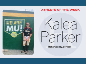 Kalea Parker is a rising senior for the Hoke County softball team. She is also a two-time Athlete of the Week after earning the honor in early April. (Photo courtesy HCHS Bucks Softball Facebook account)