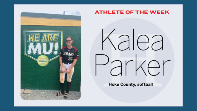 Kalea Parker is a rising senior for the Hoke County softball team. She is also a two-time Athlete of the Week after earning the honor in early April. (Photo courtesy HCHS Bucks Softball Facebook account)